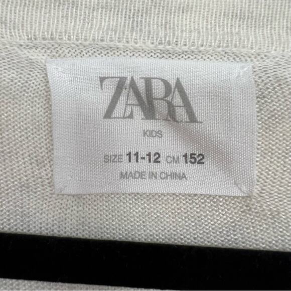 Zara Kids Cream Knit Cardigan Sweater Girls Size 11/12 Duster Open Front Casual - Picture 3 of 9